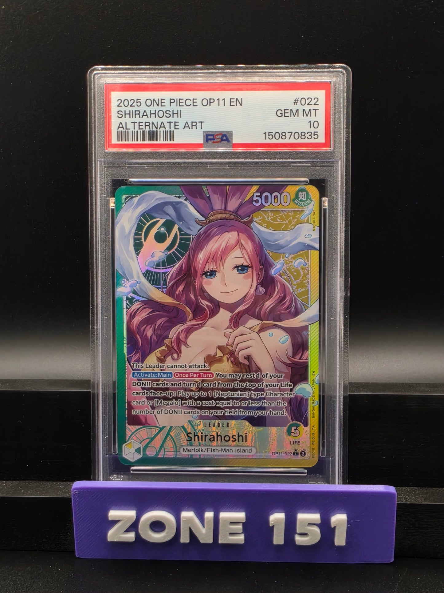 2025 ONE PIECE OP11 (EN) SHIRAHOSHI ALTERNATE ART PSA 10