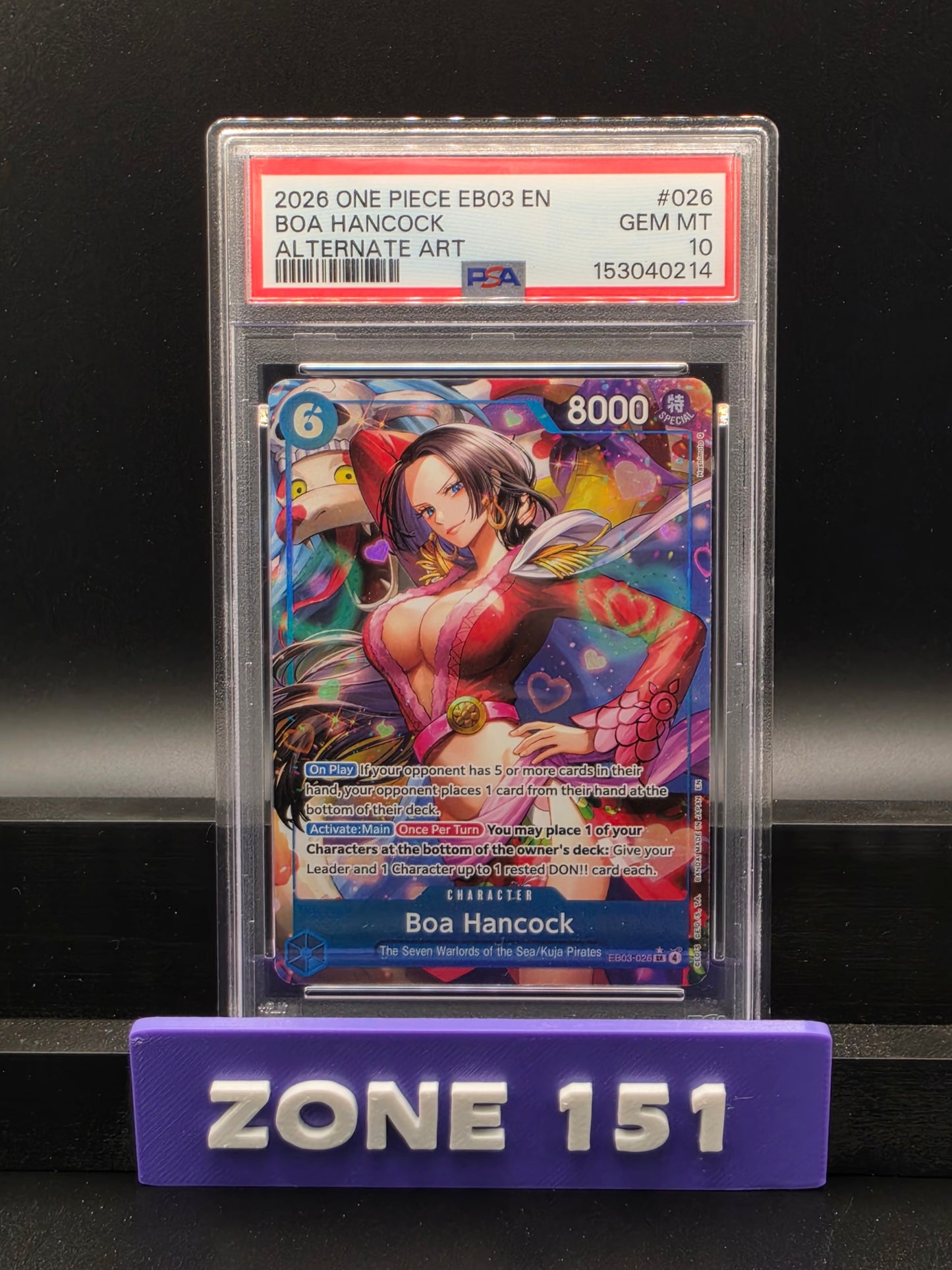 2026 ONE PIECE EB03 EN BOA HANKCOCK Alternate Art PSA 10