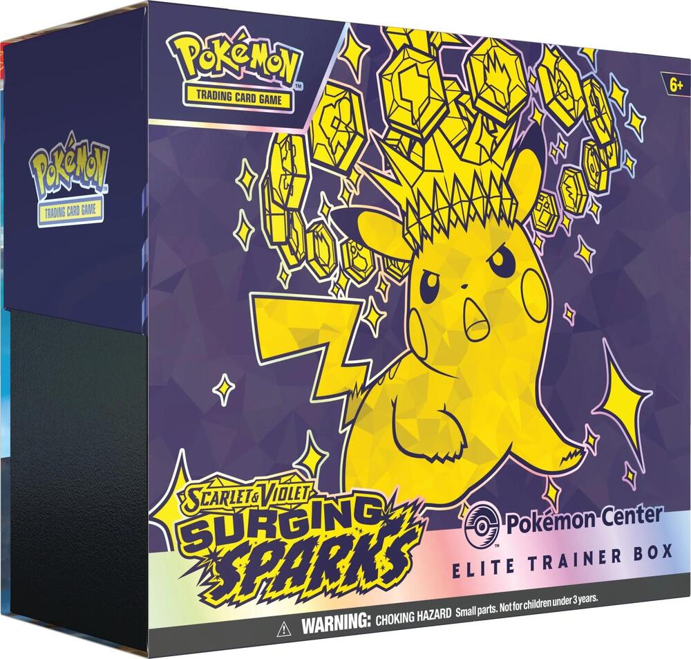 Surging Sparks Pokemon Center Elite Trainer Box (Exclusive) Pokemon TCG sealed product available at Zone 151